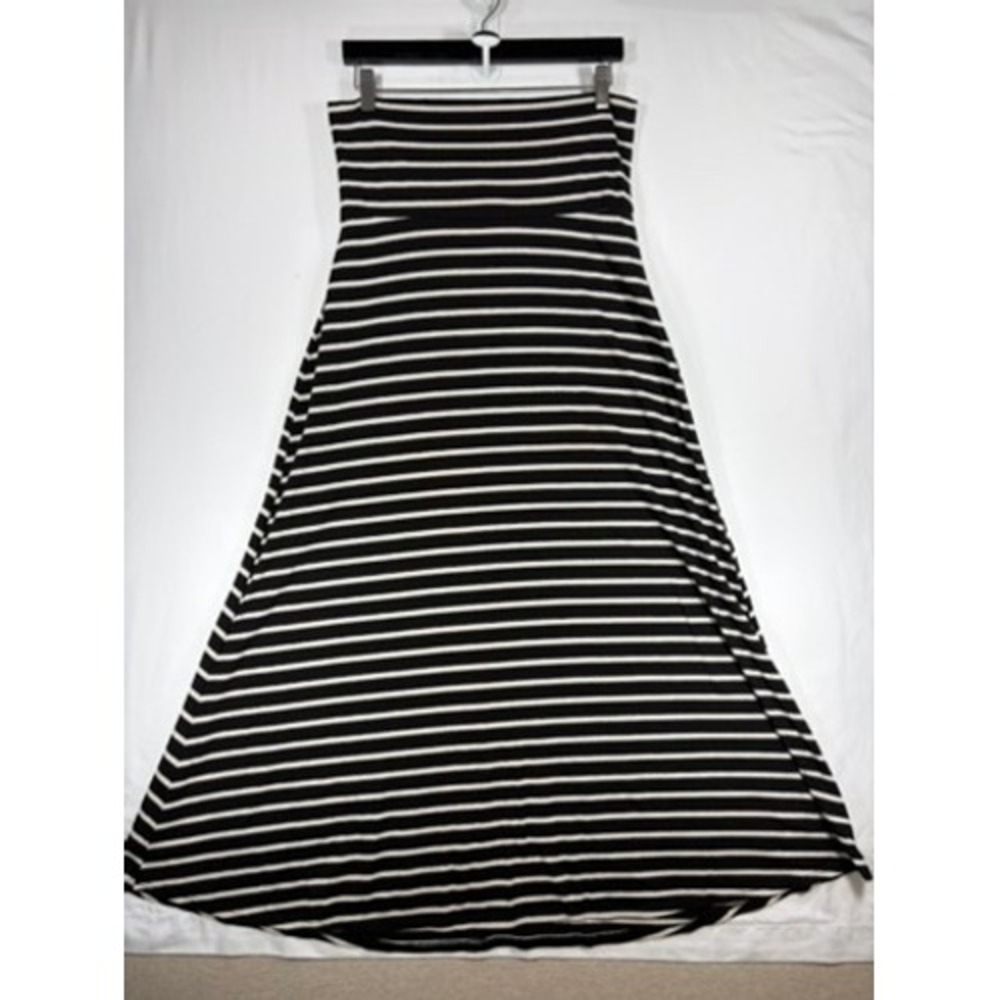 Mossimo Supply Co Maxi Skirt Women Medium Black White Striped Excellent Casual